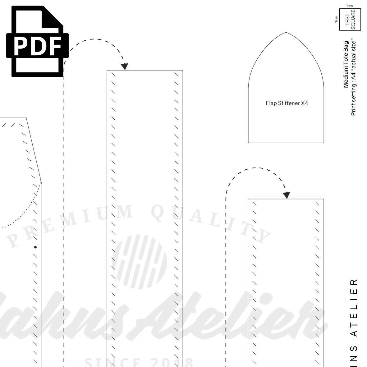 ミディアムトートバッグ PDF 型紙