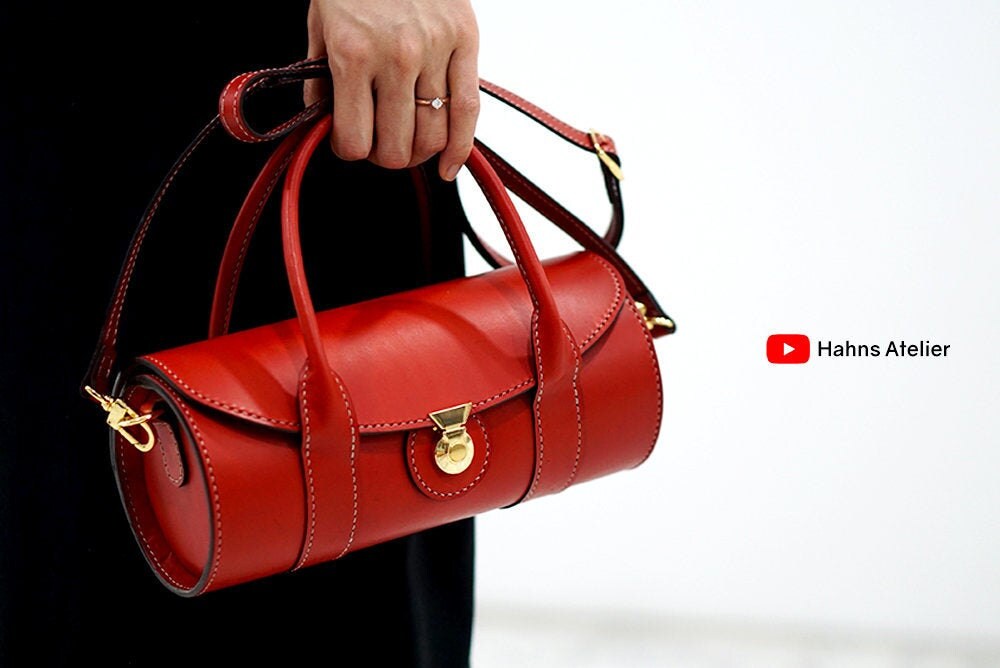 Mini Barrel Satchel Bags Purse Red