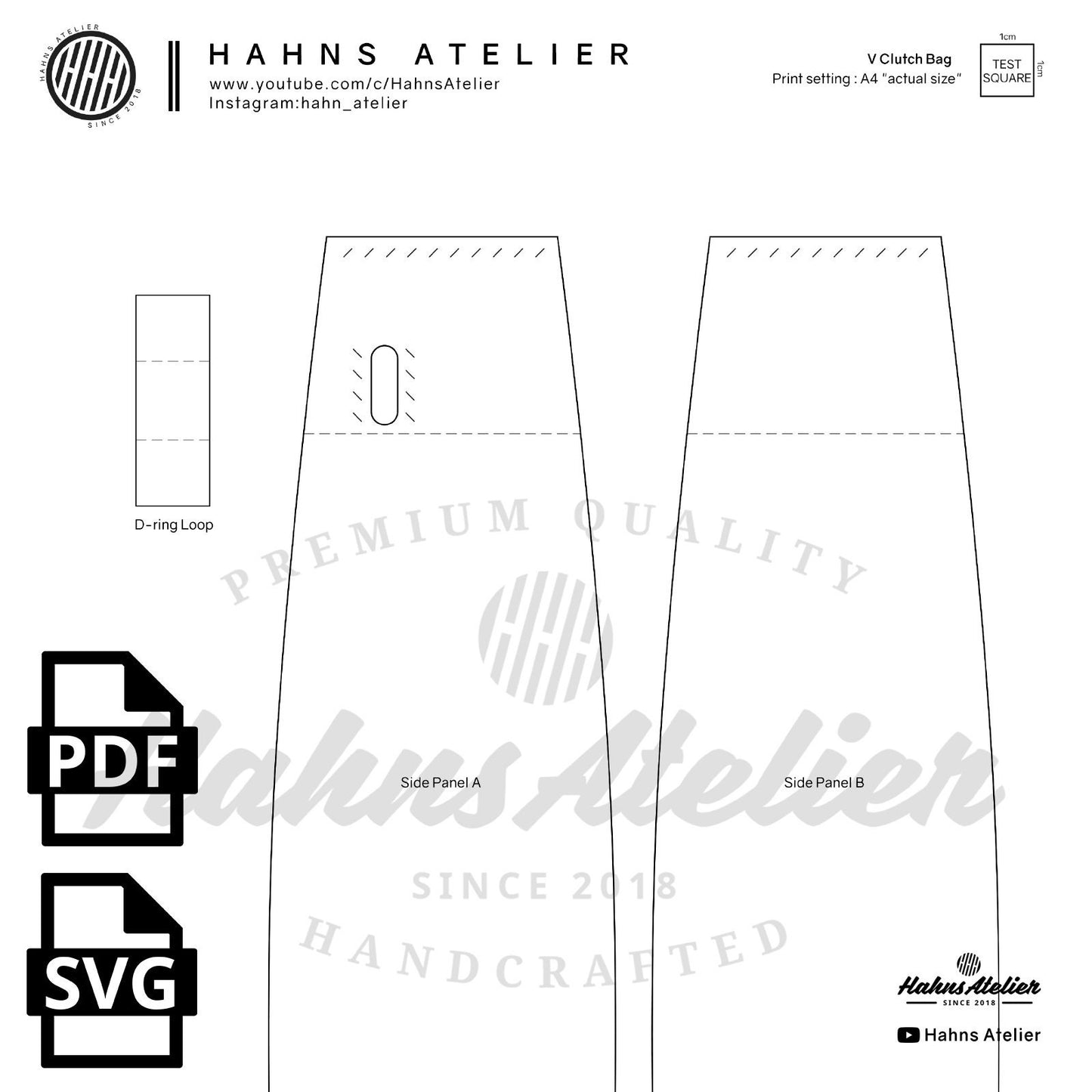 V Clutch Bag  PDF pattern